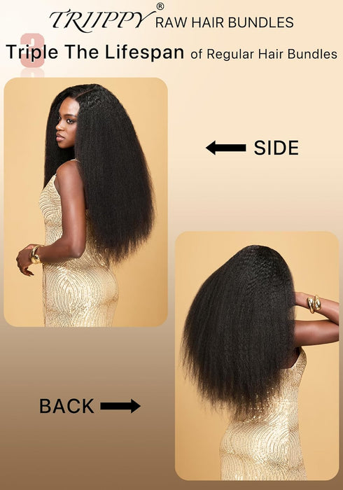 Raw hair bundles kinky straight