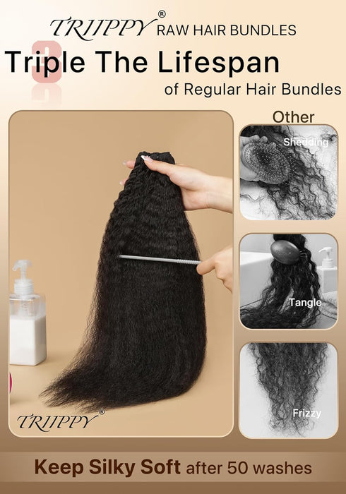 Raw hair bundles kinky straight